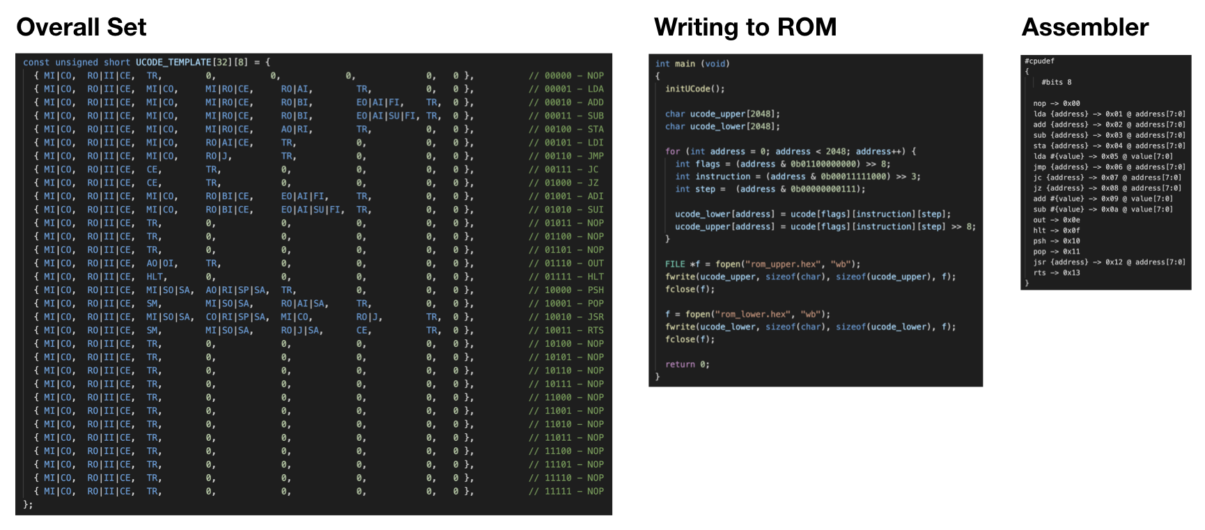 Expand to 5-bit opcodes and change to programming the ROM via a TL866 II Plus. Add subroutine instructions that take advantage of the stack.